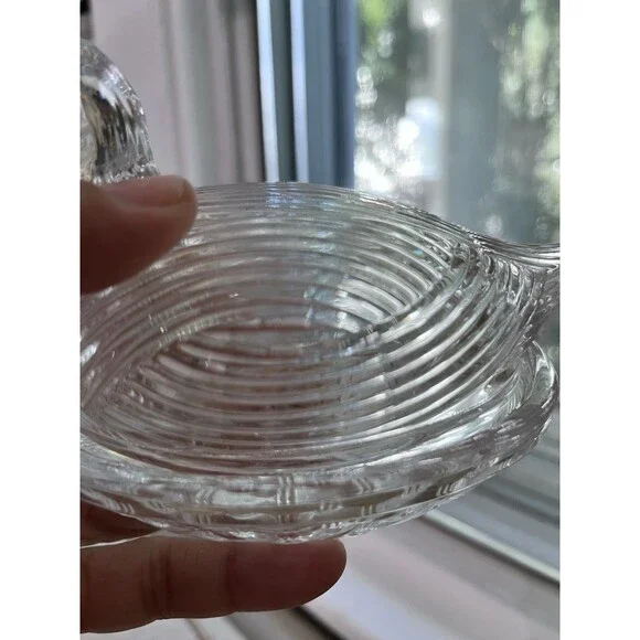 Martha Stewart Clear Duck Gibson Covered Dish On Nest Vintage Grooved - Picture 3 of 13